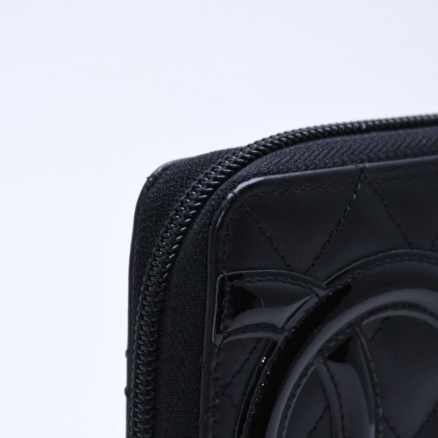 Chanel Cambon Line Round Zip Wallet Calfskin Black Silver — view 7