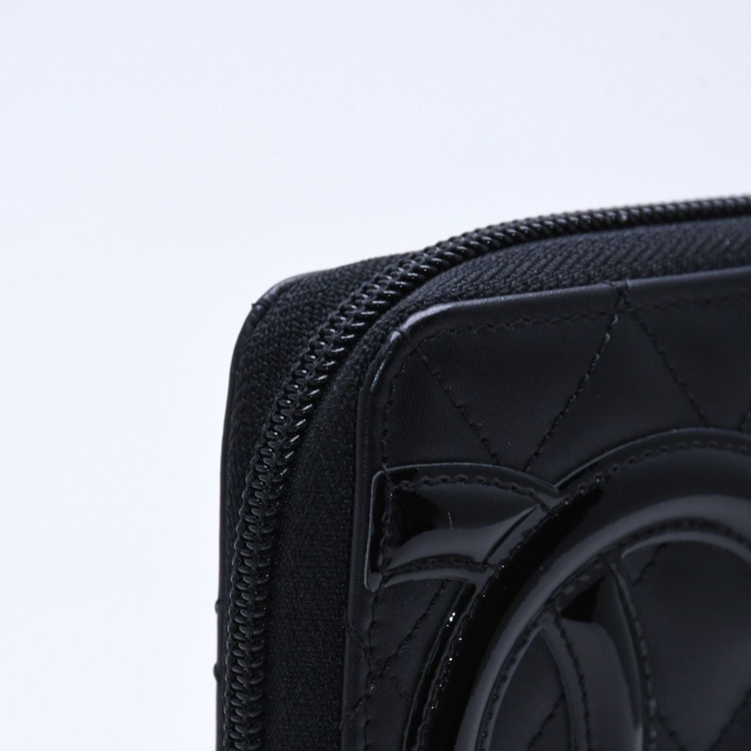 Chanel Cambon Line Round Zip Wallet Calfskin Black Silver — view 7