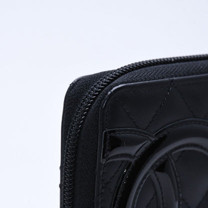 Chanel Cambon Line Round Zip Wallet Calfskin Black Silver — view 7