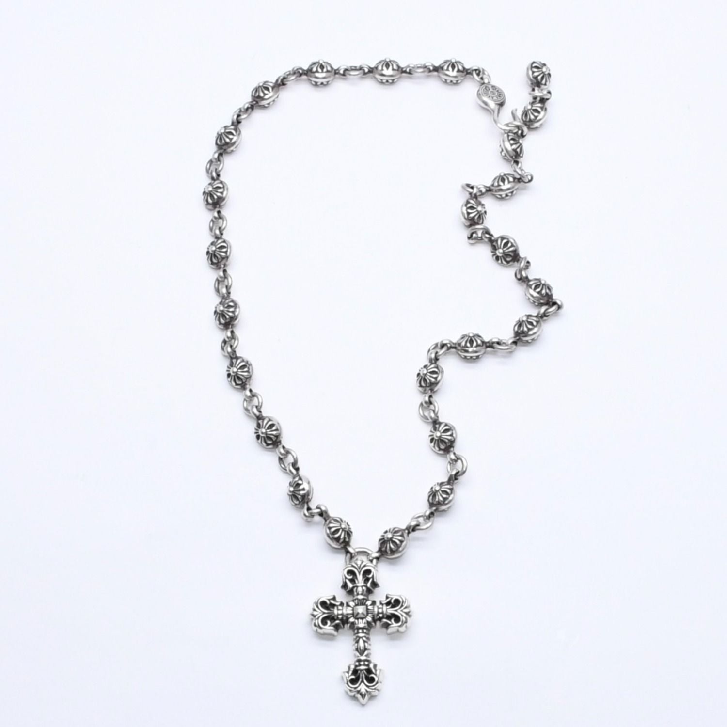 Chrome Hearts Filigree Cross XS Ball Chain Necklace