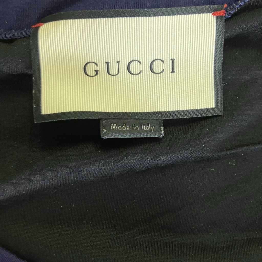 Gucci Bird Embroidery T-Shirt Crew Neck Long Sleeve Top S Navy — view 6
