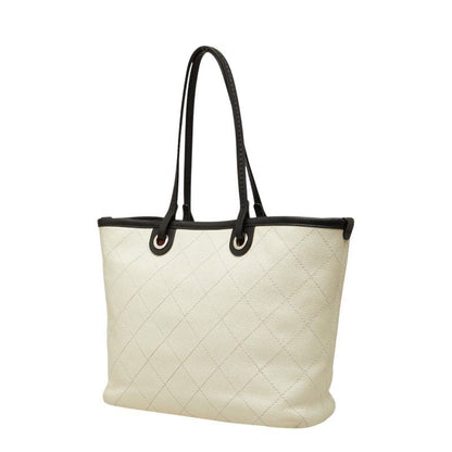 Chanel on the Road CC Logo Wild Stitch Tote Shoulder Bag White Caviar Leather — view 2