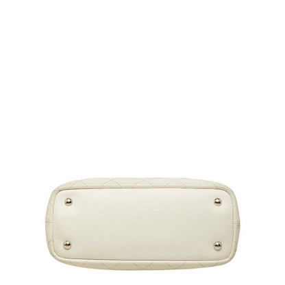 Chanel on the Road CC Logo Wild Stitch Tote Shoulder Bag White Caviar Leather — view 3
