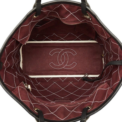 Chanel on the Road CC Logo Wild Stitch Tote Shoulder Bag White Caviar Leather — view 8