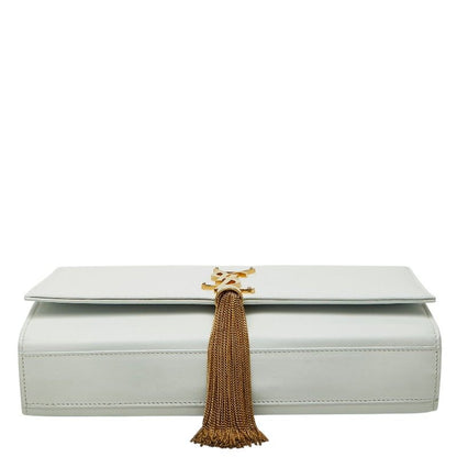 Saint Laurent YSL Logo Kate Crossbody Chain Shoulder Bag Tassel White Leather — view 3