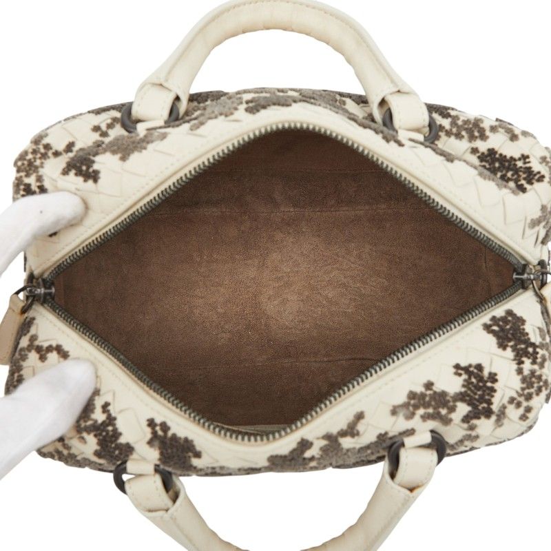 Bottega Veneta Intrecciato 2-Way Shoulder Bag White Gray Leather — view 8