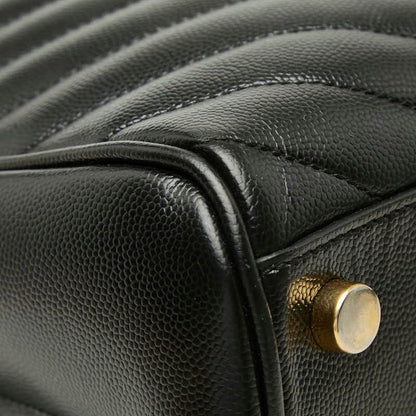 Saint Laurent Cassandra YSL Logo Chain Tote Shoulder Bag Black Leather — view 5