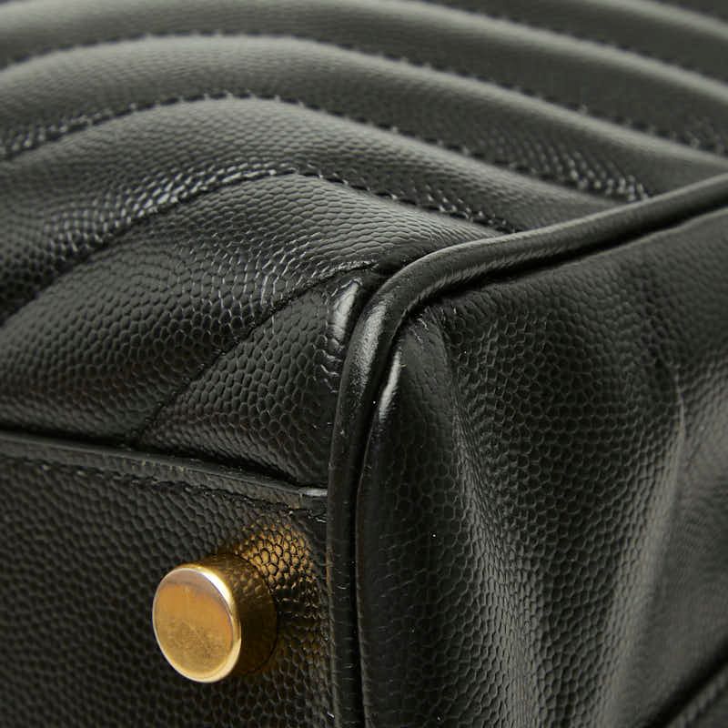 Saint Laurent Cassandra YSL Logo Chain Tote Shoulder Bag Black Leather — view 6