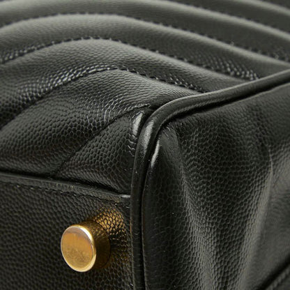 Saint Laurent Cassandra YSL Logo Chain Tote Shoulder Bag Black Leather — view 6