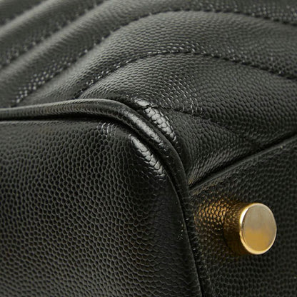 Saint Laurent Cassandra YSL Logo Chain Tote Shoulder Bag Black Leather — view 7