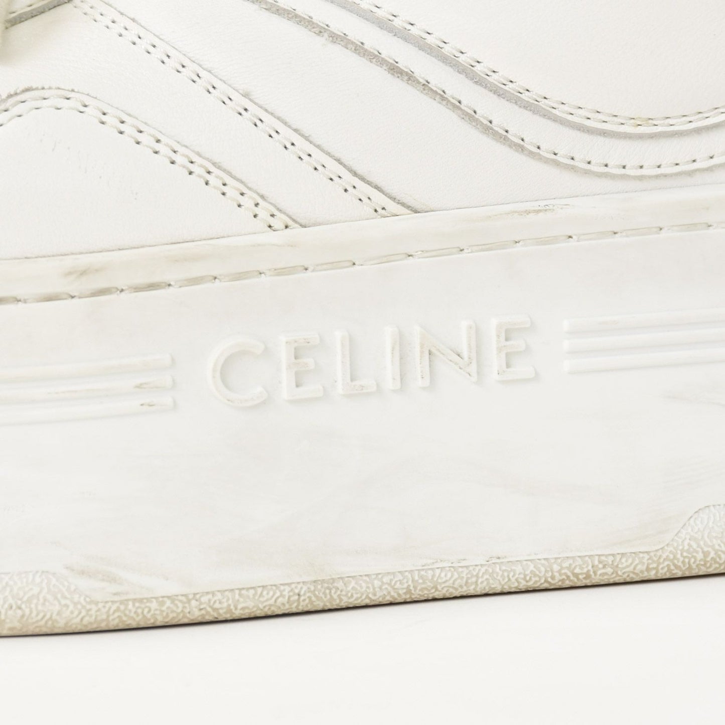 Celine Block Logo Sneakers White Leather Shoes Thick Sole Low — view 8