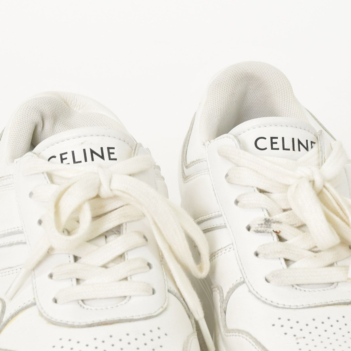 Celine Block Logo Sneakers White Leather Shoes Thick Sole Low — view 6
