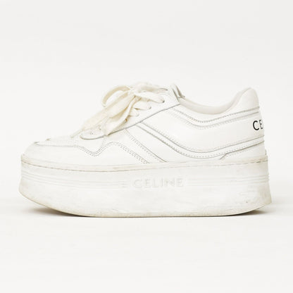 Celine Block Logo Sneakers White Leather Shoes Thick Sole Low — view 2