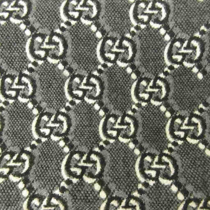 Gucci GG Shadow Jacquard Scarf All Over Pattern Wool Fringe Black Gray — view 4