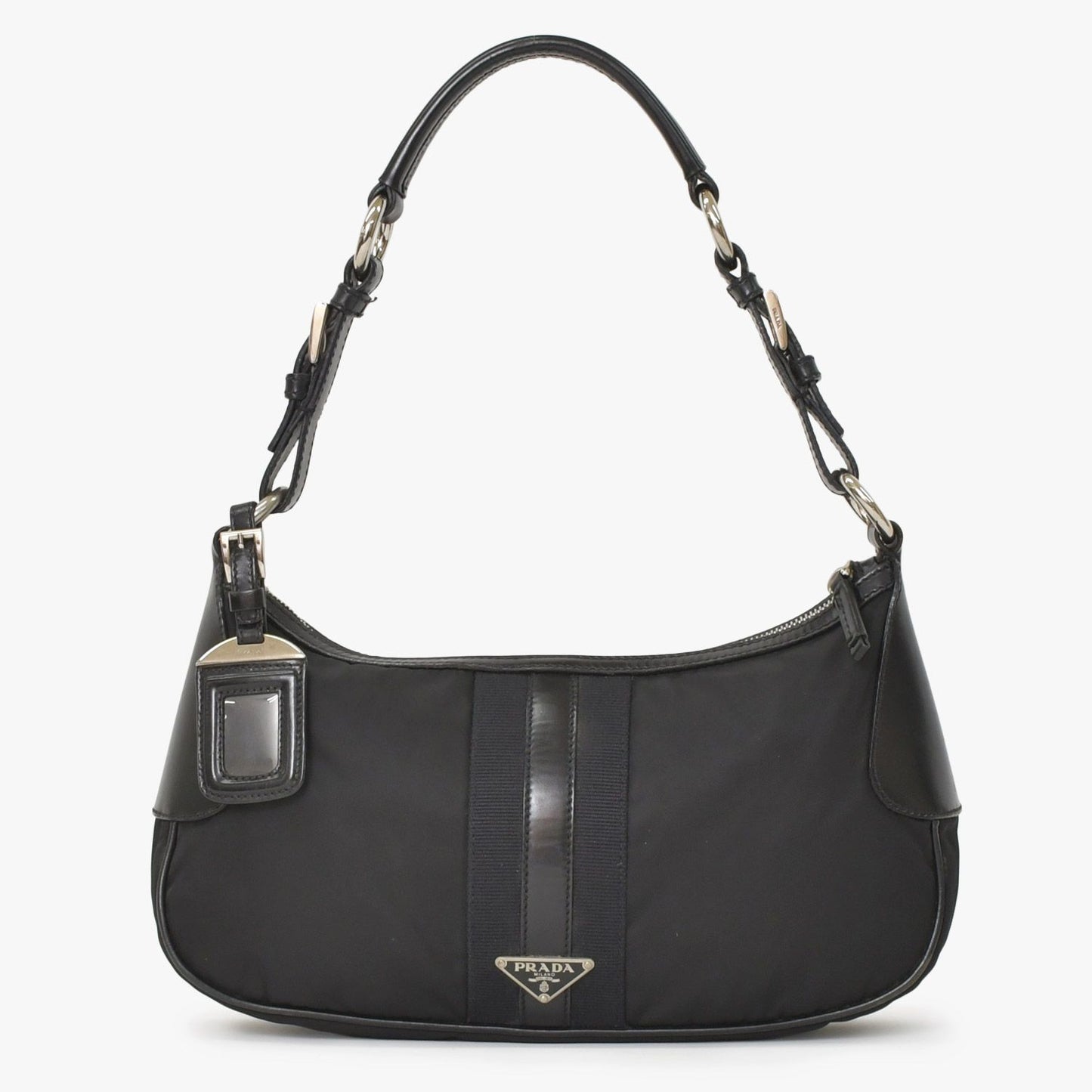 Prada Bag Triangle Logo Nylon Black Silver