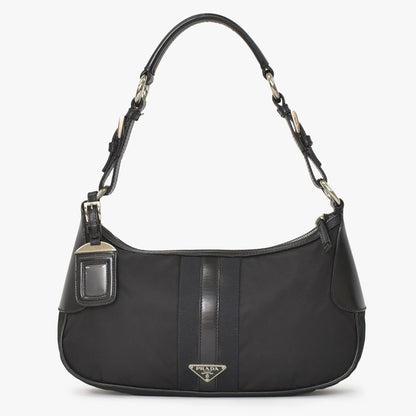 Prada Bag Triangle Logo Nylon Black Silver