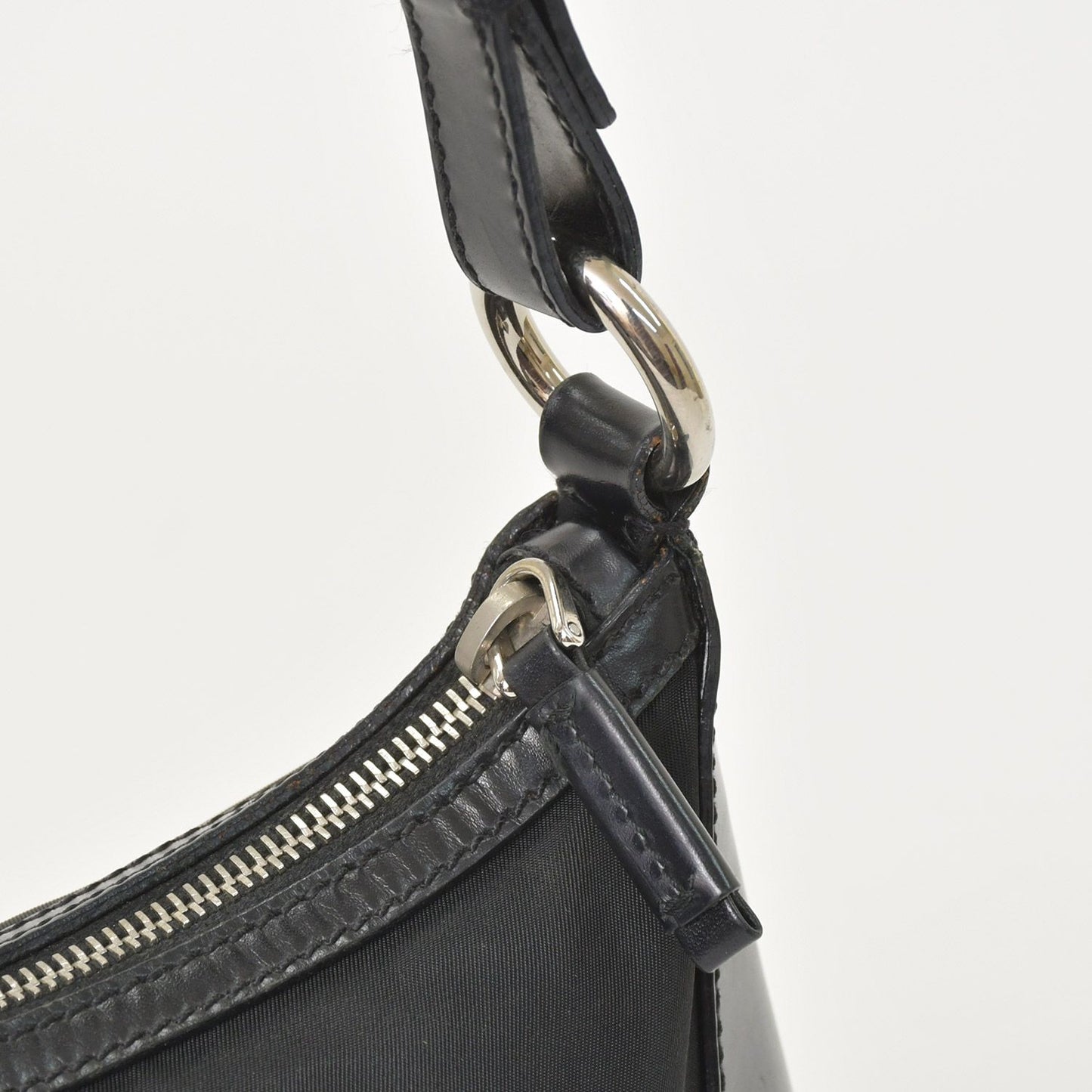 Prada Bag Triangle Logo Nylon Black Silver — view 6