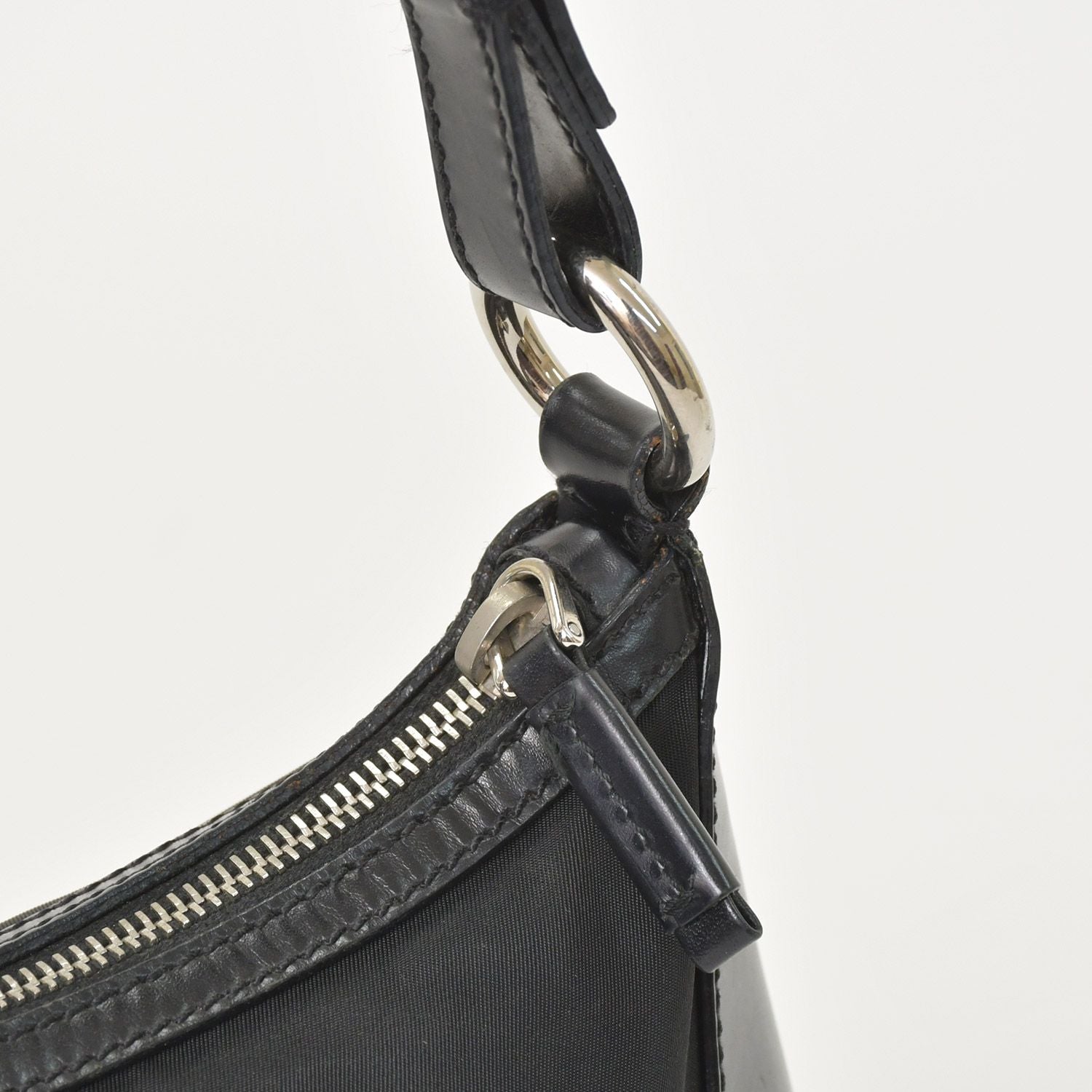 Prada Bag Triangle Logo Nylon Black Silver — view 6