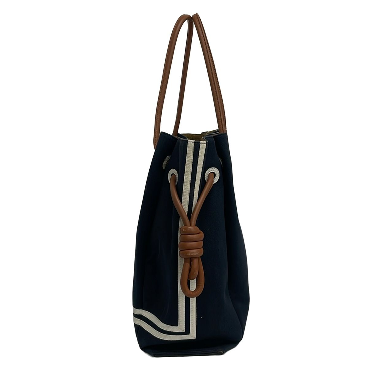 Loewe Tote Flamenco Knot Sailor Navy White Brown Leather — view 2