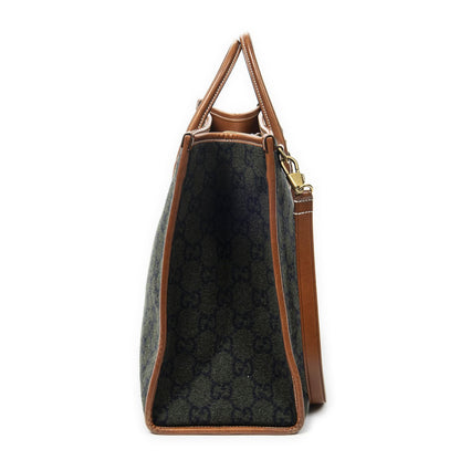 Gucci GG Script Tote Bag Black Brown Canvas — view 3