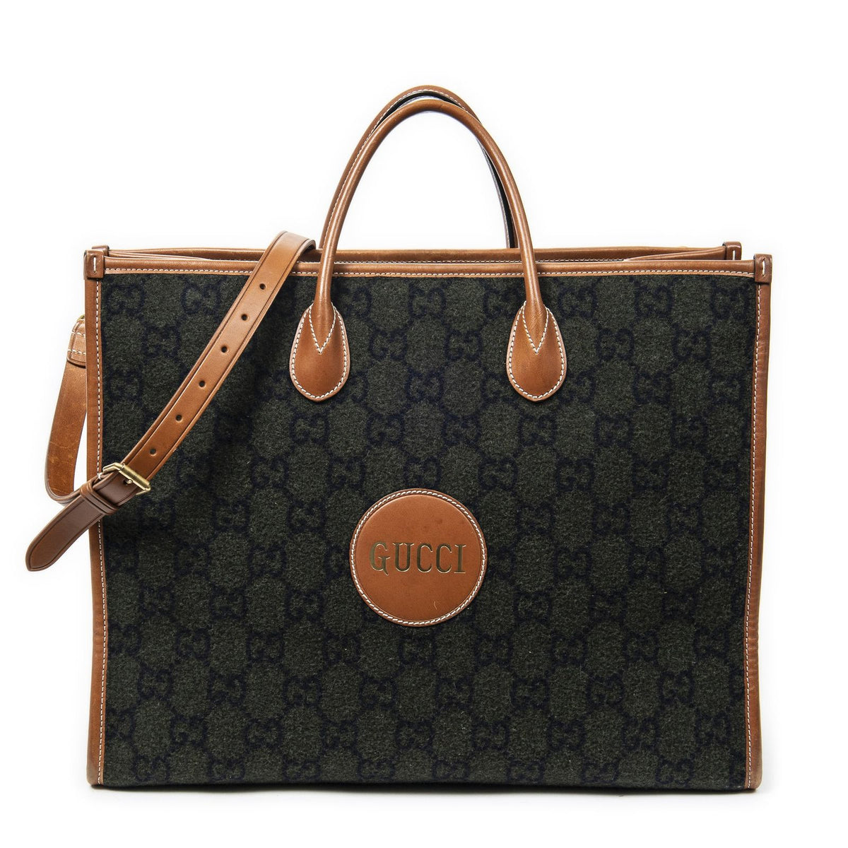 Gucci GG Script Tote Bag Black Brown Canvas