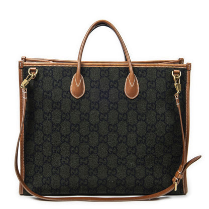 Gucci GG Script Tote Bag Black Brown Canvas — view 5