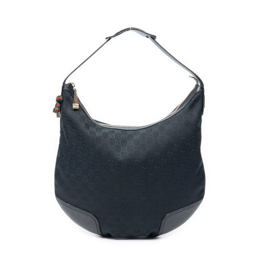 Gucci Web Black GG Canvas Shoulder Bag