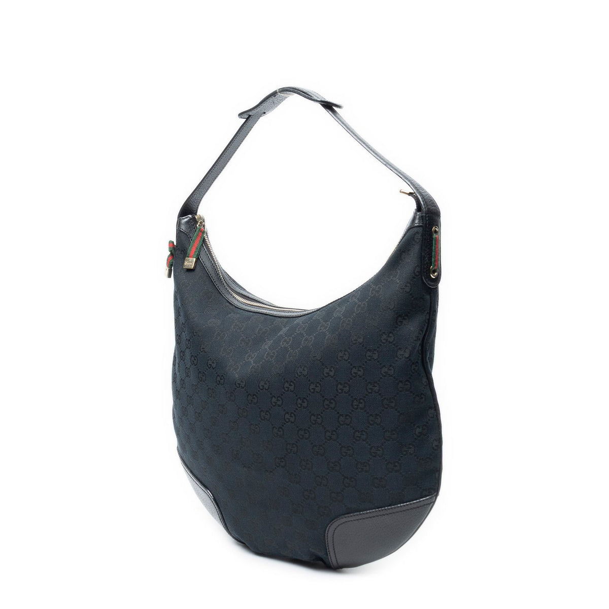 Gucci Web Black GG Canvas Shoulder Bag — view 2