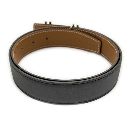 Hermes H Au Carre Reversible Belt Black Brown Leather — view 3