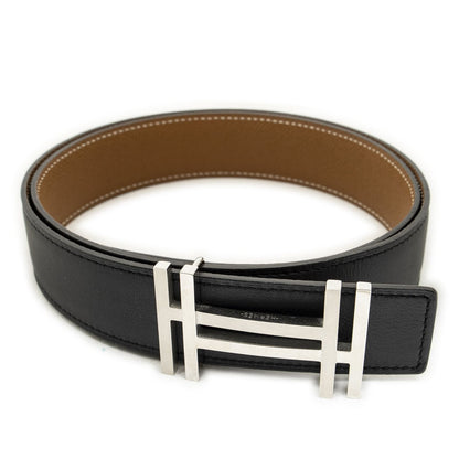 Hermes H Au Carre Reversible Belt Black Brown Leather — view 2