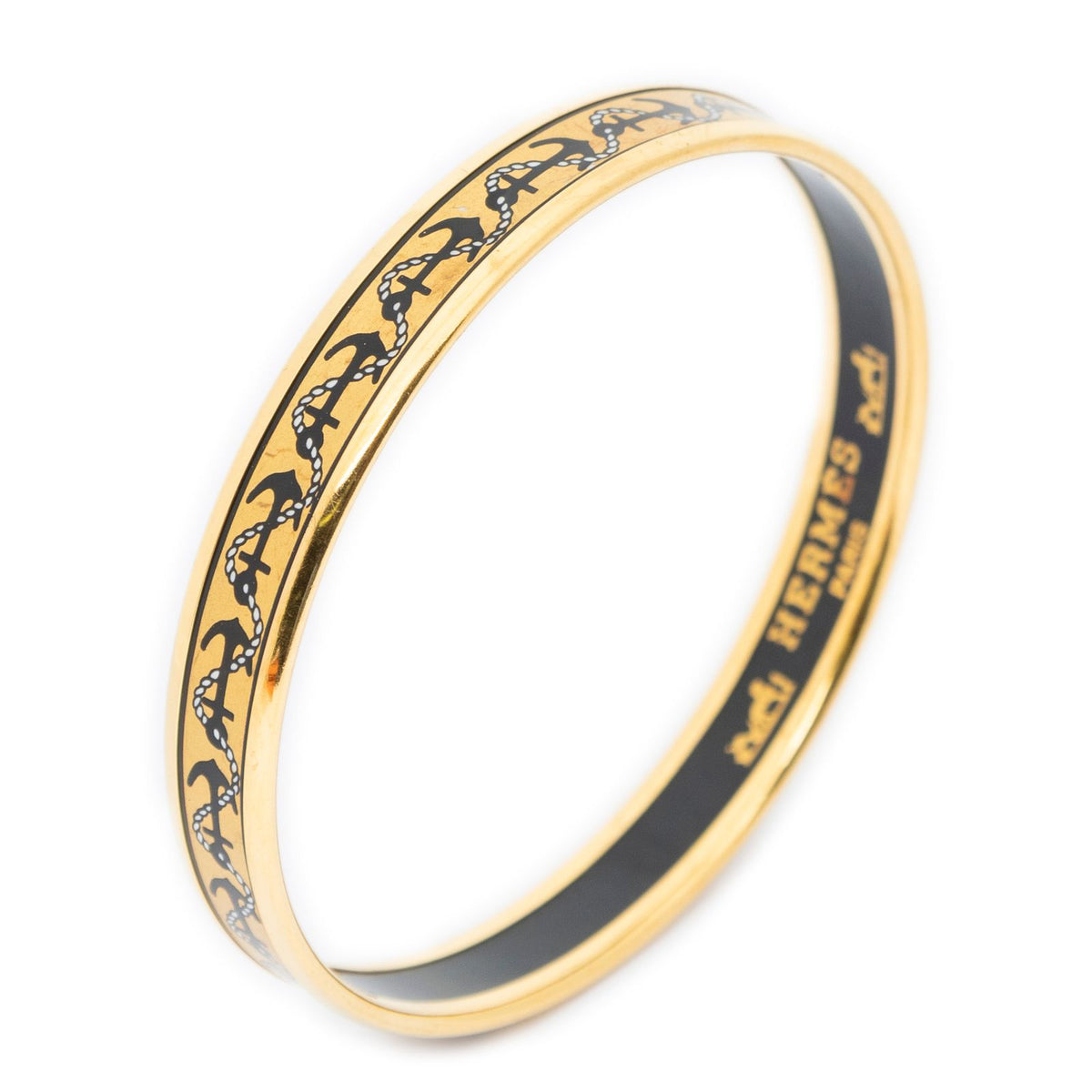 Hermes Enamel Bangle Anchor Motif Bracelet