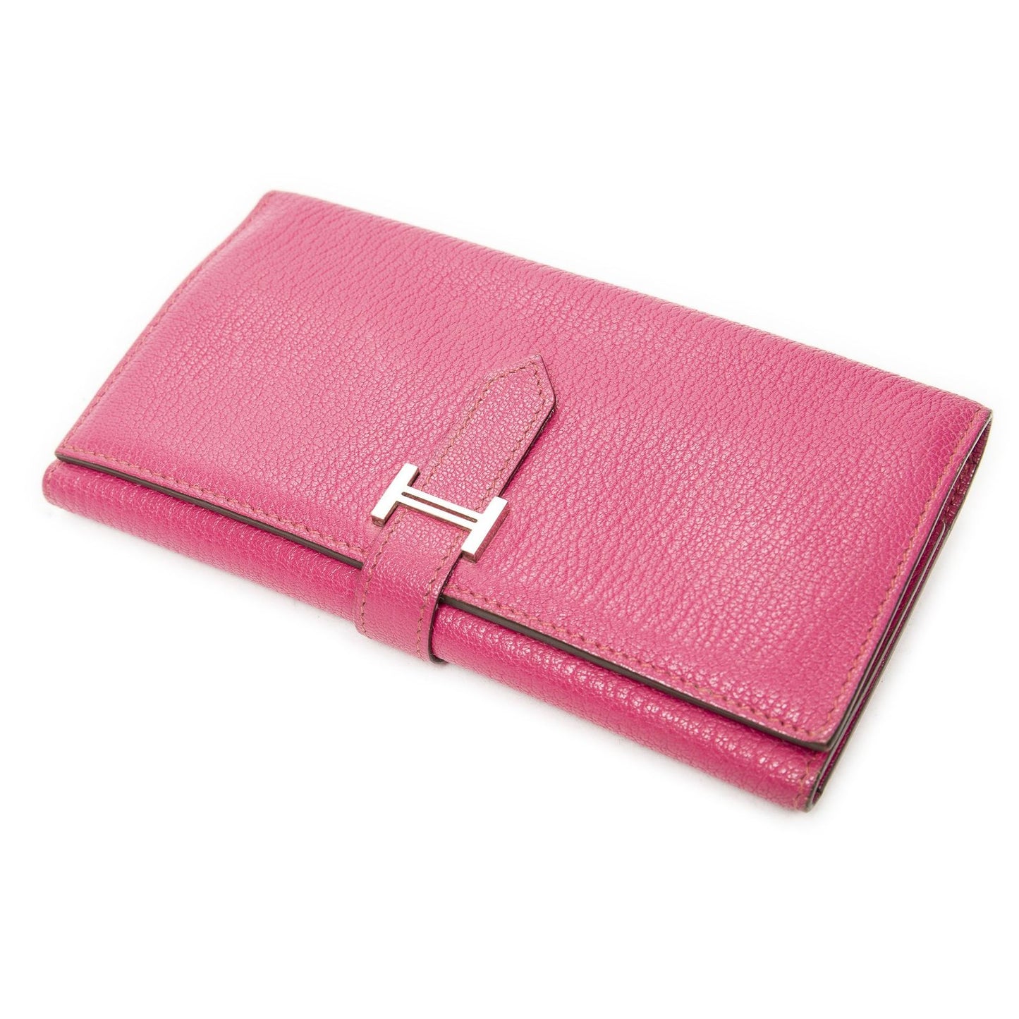 Hermes Bearn Wallet Rose Shocking Chèvre Leather