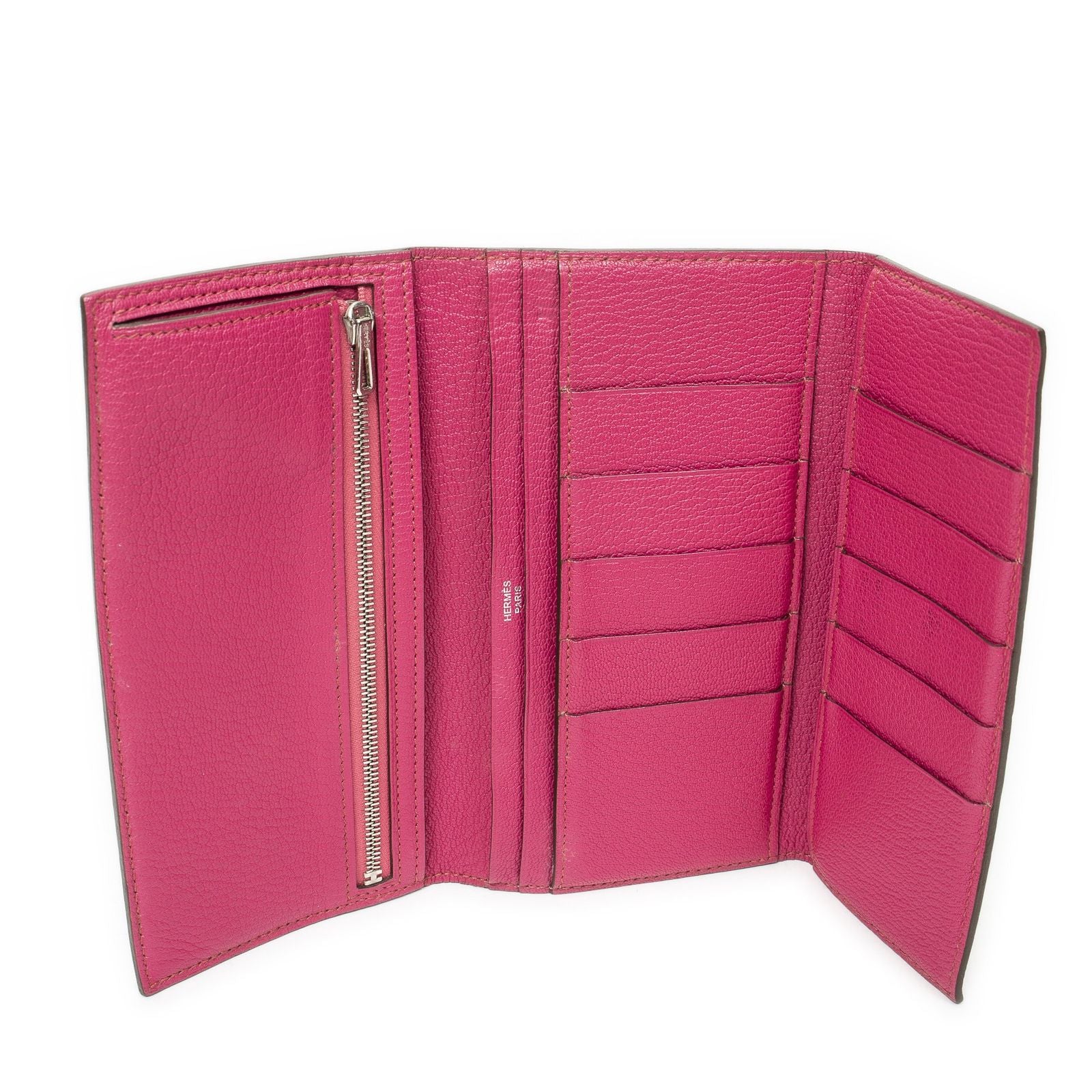 Hermes Bearn Wallet Rose Shocking Chèvre Leather — view 4