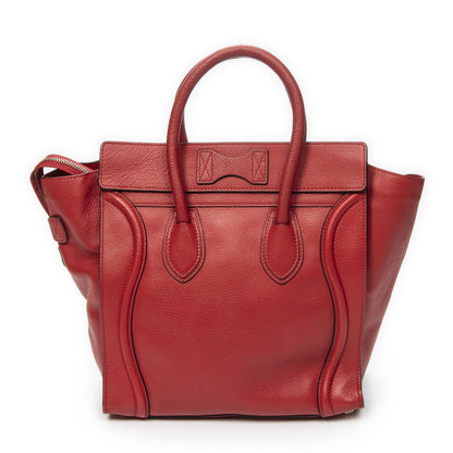 Celine Mini Luggage Red Grain Calf Leather — view 5