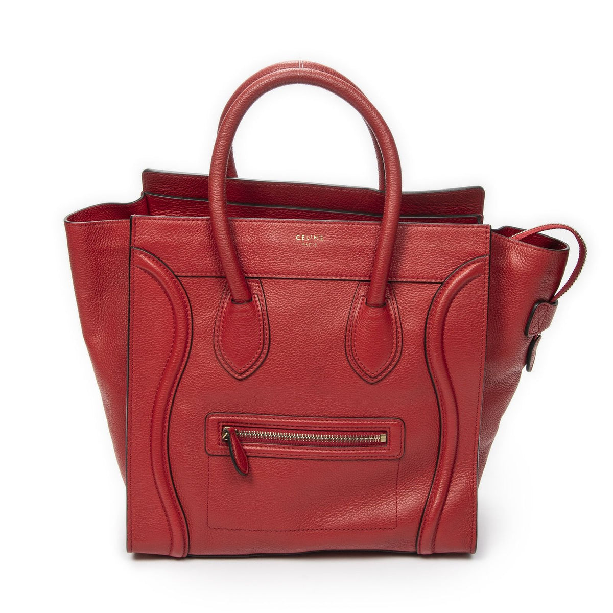Celine Mini Luggage Red Grain Calf Leather