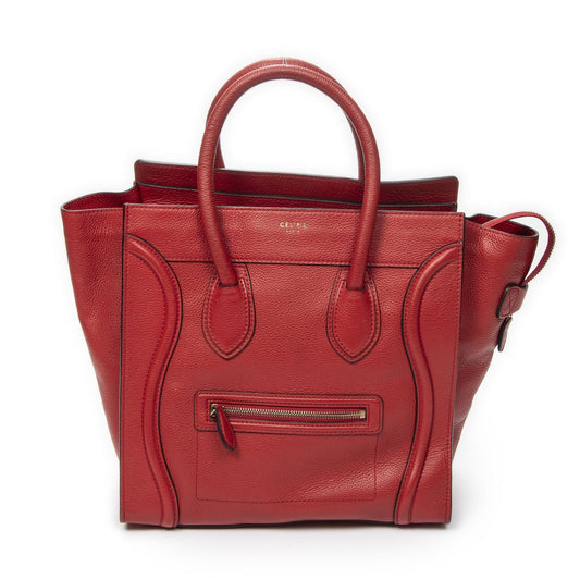 Celine Mini Luggage Red Grain Calf Leather