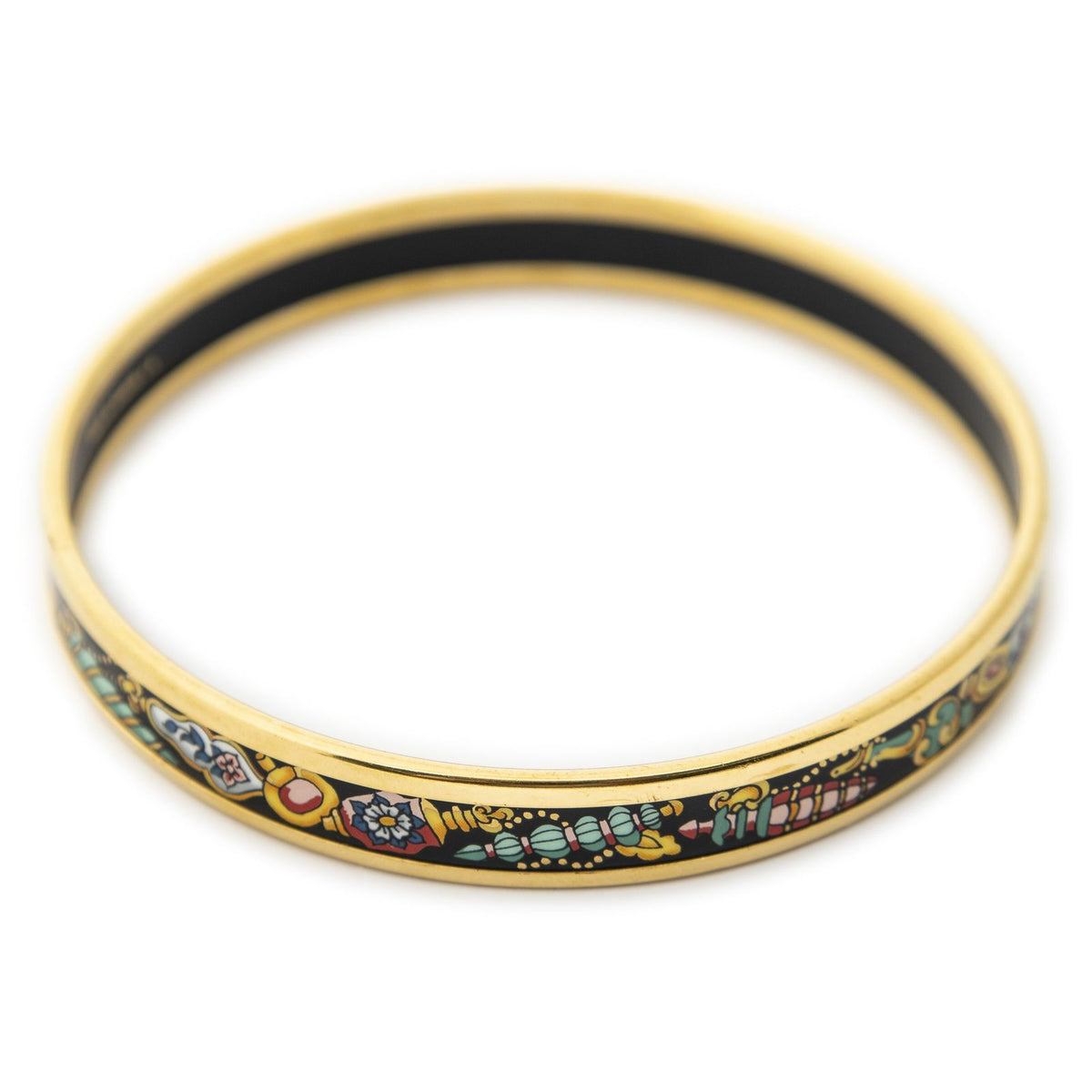Hermes Enamel Bangle Black Green Jewels Motif Bracelet — view 3