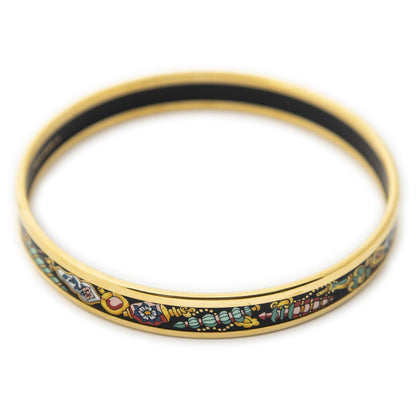 Hermes Enamel Bangle Black Green Jewels Motif Bracelet — view 3