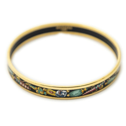 Hermes Enamel Bangle Black Green Jewels Motif Bracelet — view 2