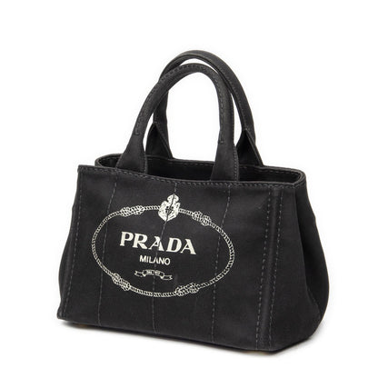 Prada Canapa Small Tote Bag Black Canvas — view 2