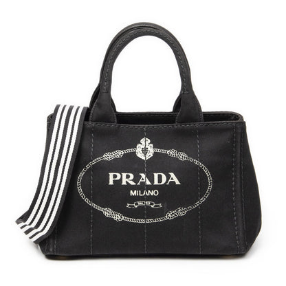 Prada Canapa Small Tote Bag Black Canvas