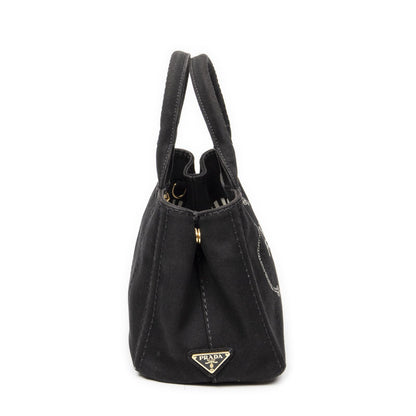 Prada Canapa Small Tote Bag Black Canvas — view 4