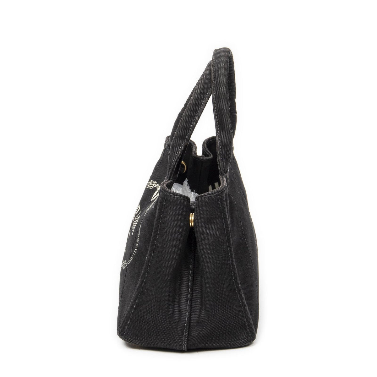 Prada Canapa Small Tote Bag Black Canvas — view 3