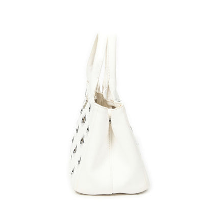 Prada Canapa Tote Bag Ivory Grommet Canvas — view 3