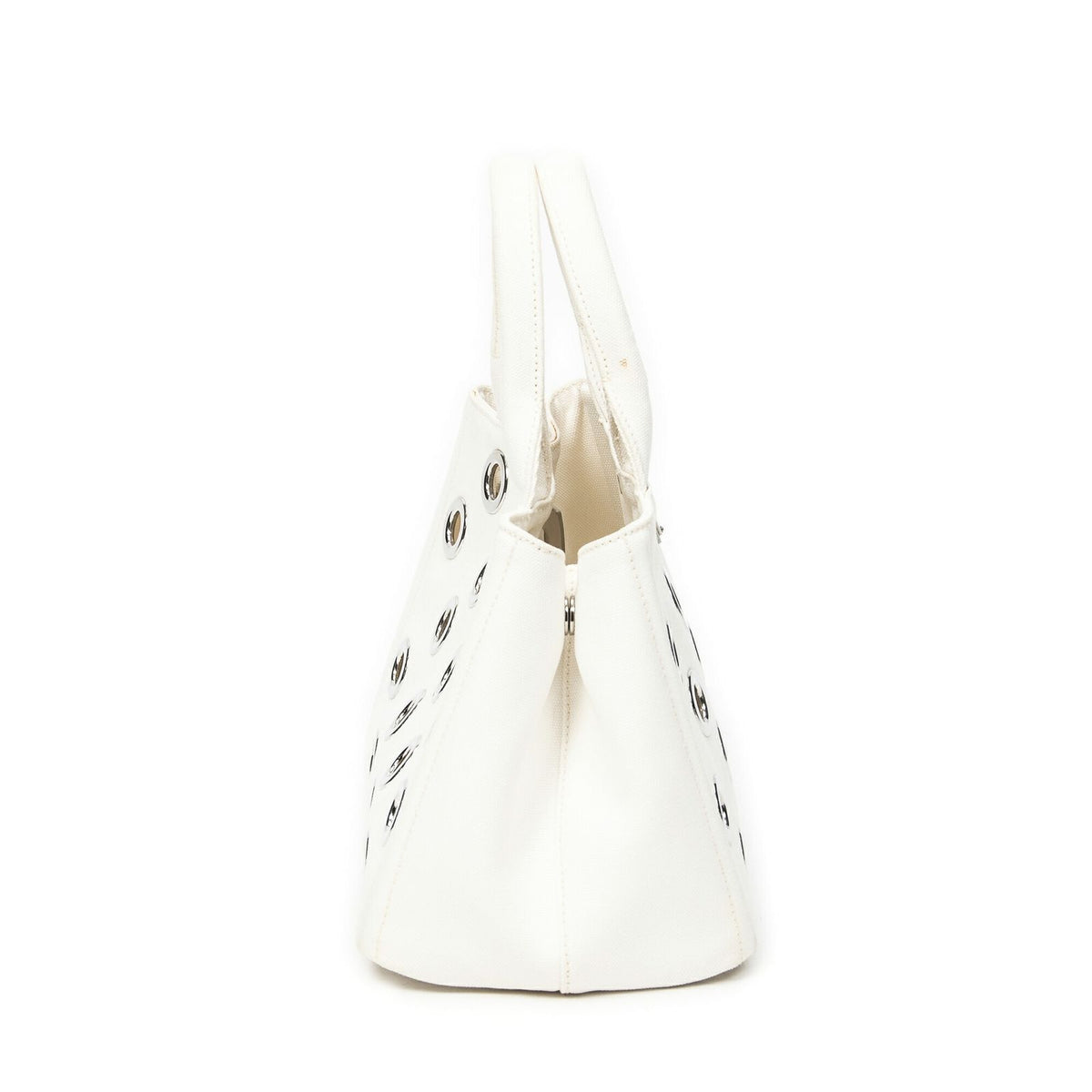 Prada Canapa Tote Bag Ivory Grommet Canvas — view 4