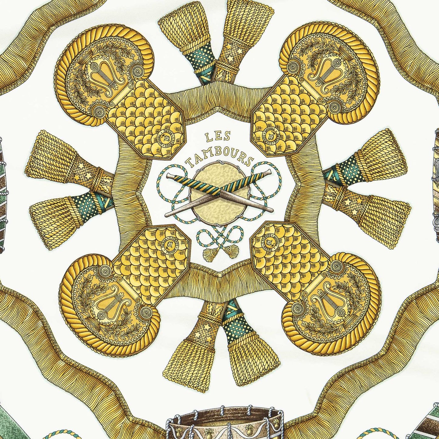 Hermes Scarf Lightgreen Ivory 100% Twillsilk — view 3