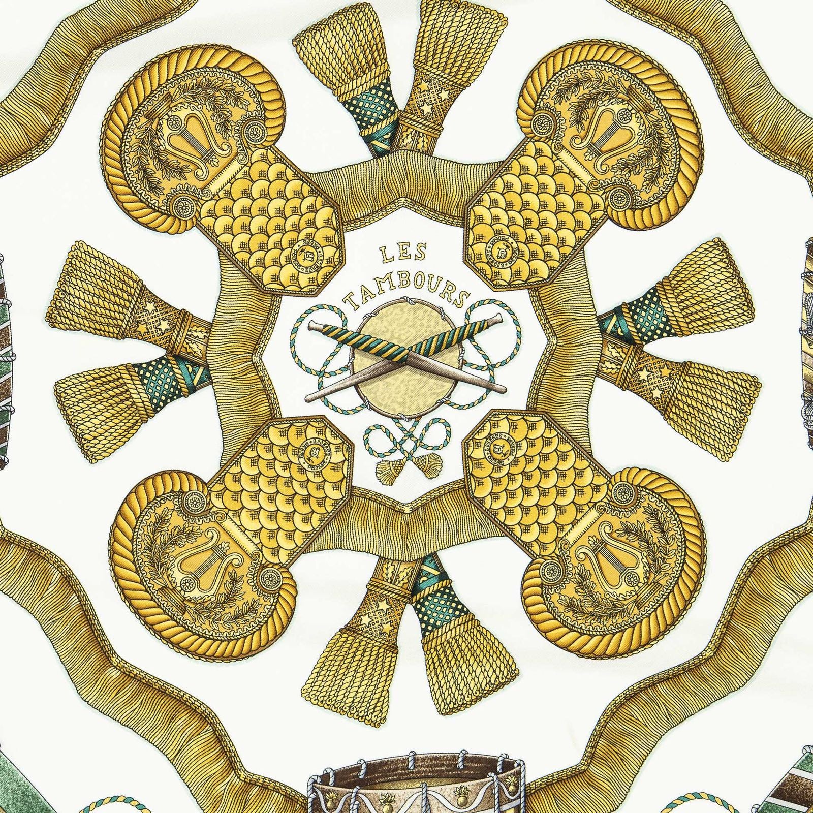 Hermes Scarf Lightgreen Ivory 100% Twillsilk — view 3