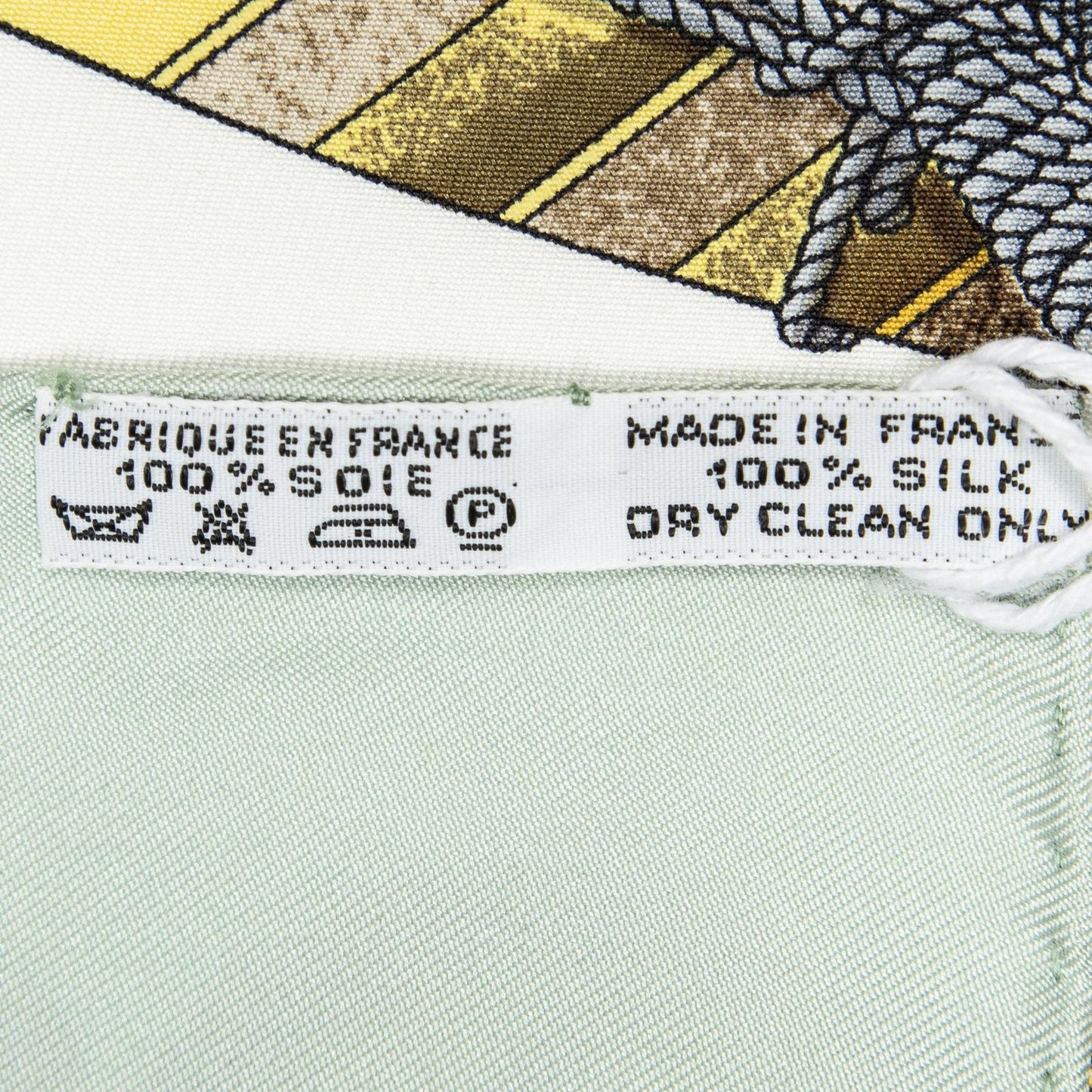 Hermes Scarf Lightgreen Ivory 100% Twillsilk — view 5