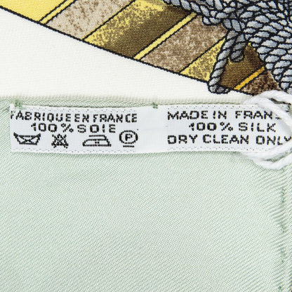 Hermes Scarf Lightgreen Ivory 100% Twillsilk — view 5