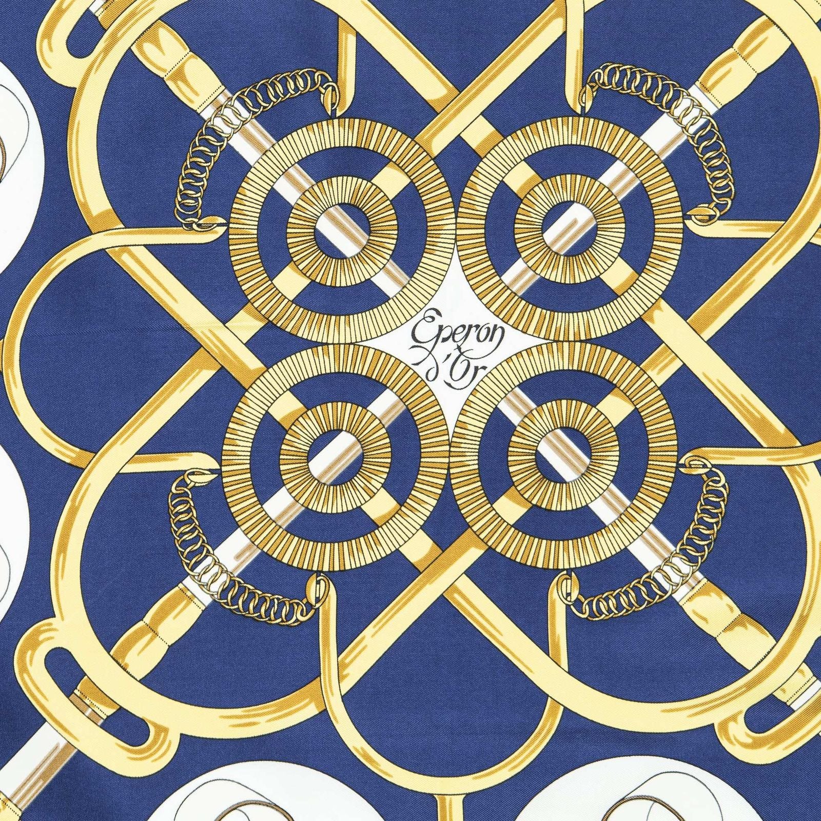 Hermes Scarf Blue White 100% Twillsilk — view 3